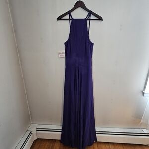 Fame and Partners Gown Purple Maxi Dress Cutouts Sleeveless Formal Slit Womens 6